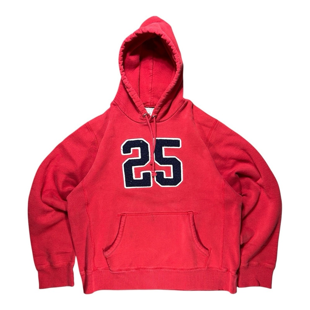VTG Y2K Abercrombie & Fitch Heavy Gusseted‎ Red Hoodie Men's L Distressed #25